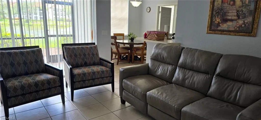 View of tiled living area