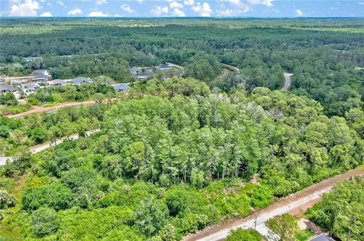 Aerial overview of property's location with a forest