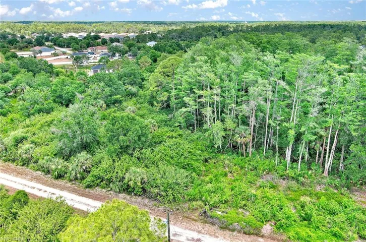 Aerial view of property's location with a forest