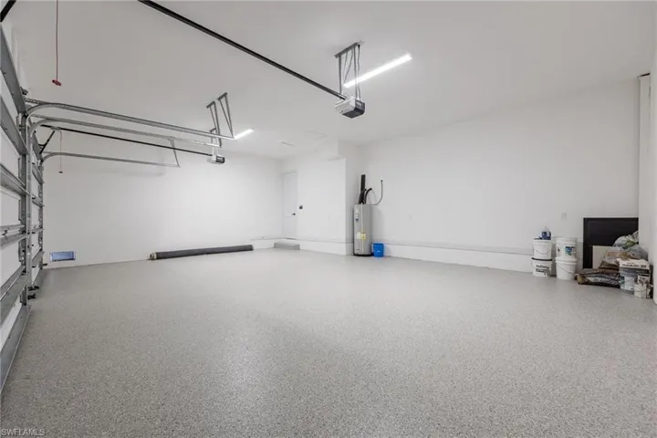 Garage with electric water heater