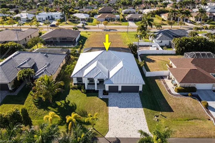 Aerial perspective of suburban area