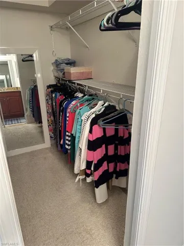Walk in closet featuring carpet