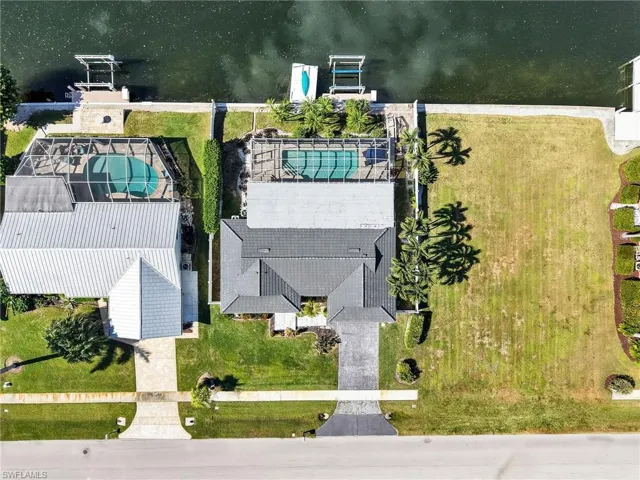 Aerial view of a pool