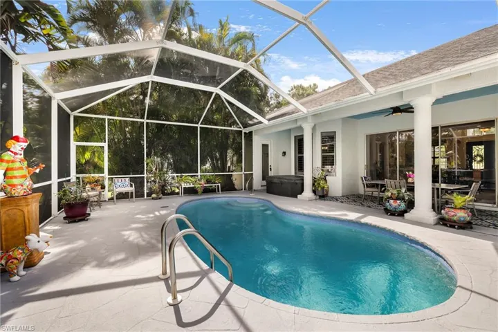 Solar heated pool allows for swimming all year round