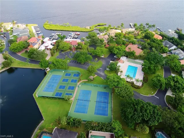 Drone / aerial view of a nearby body of water