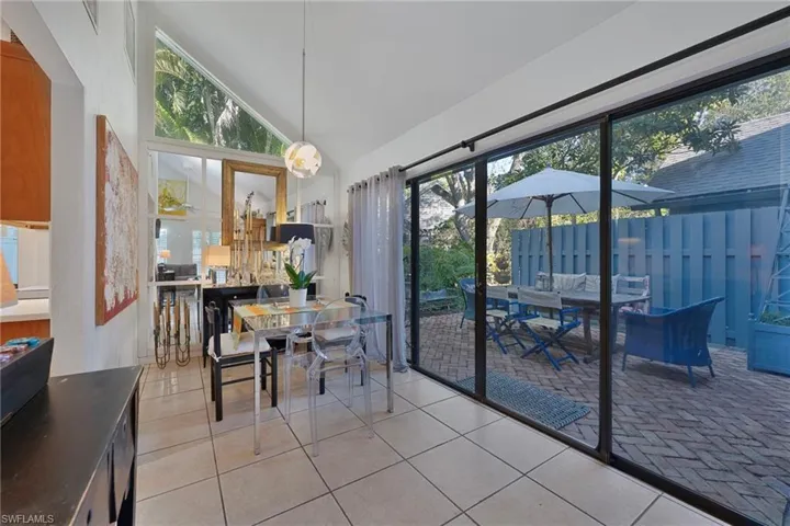 Dining area overlooking patio