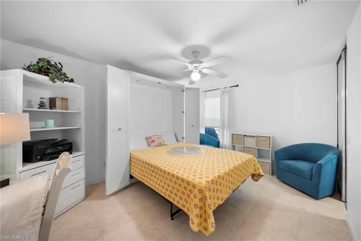 Bedroom with a ceiling fan