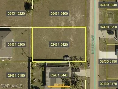 Aerial view of property's location featuring property parcel outlined