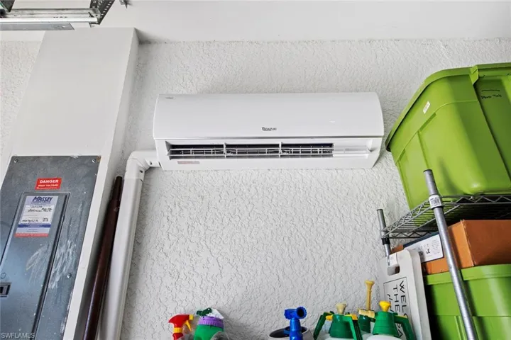 The 2-car garage has a MINI SPLIT AC UNIT (December 2020), and extra insulation added to the garage door (December 2020).