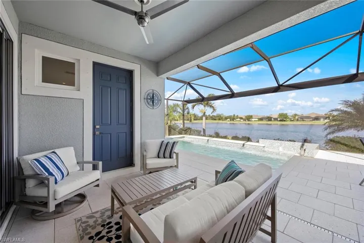 The pool bath is conveniently located off the covered lanai and has a window and tile floor.