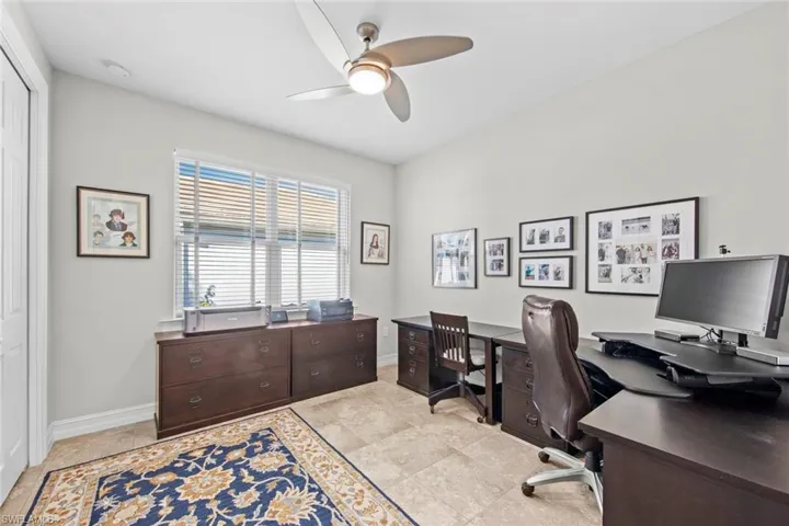 Bedroom 4 has a tile floor, window blinds (April 2017), and ceiling fan/light (November 2020).