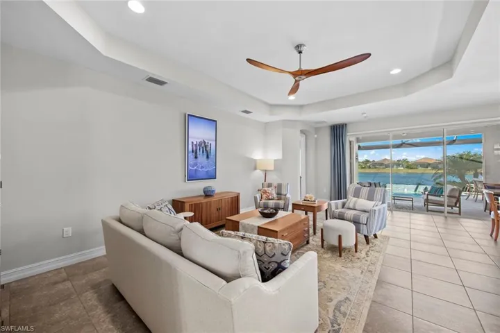 Enjoy the beautiful lake view from your great room. New rotating mount SAMSUNG FRAMED flat screen TV (October 2022).