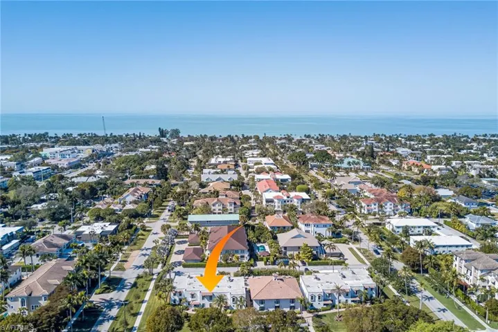 Aerial view of property's location featuring nearby Cambier Park, just a few blocks to beach access, 5th Ave, 3rd Ave...