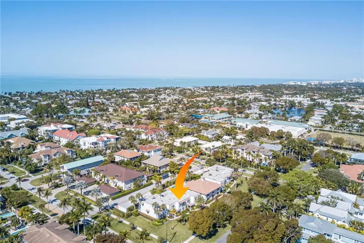 Aerial view of property's location featuring nearby Cambier Park, beach access, 5th Ave, 3rd Ave...