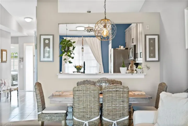 Dining area with tile floors