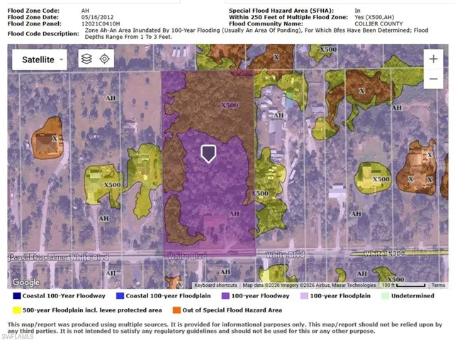 Flood Map from MLS shows AE and X500 Flood Zones for the property