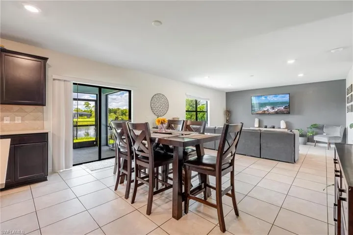 View of tiled dining space