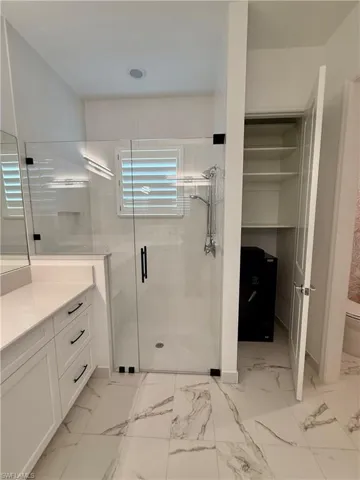 Walk-in shower in Master Bath. Security Safe stays.