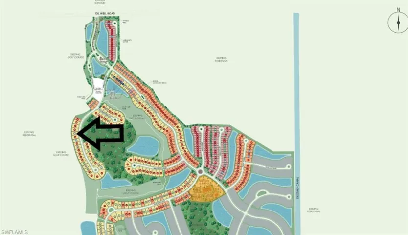 Site map: Lot 184 - Western facing lanai. Golf course & preserve views.