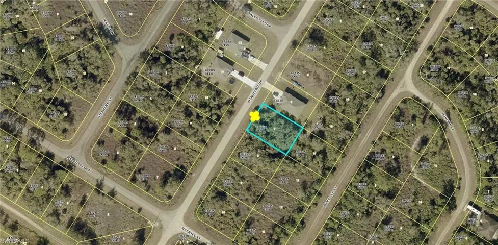 Aerial map of property and surrounding area with property parcel outlined