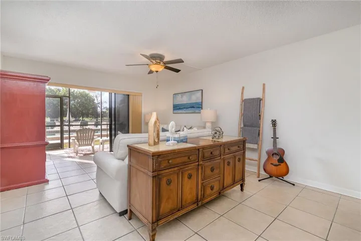 View from dining area looking toward family room and lanai.