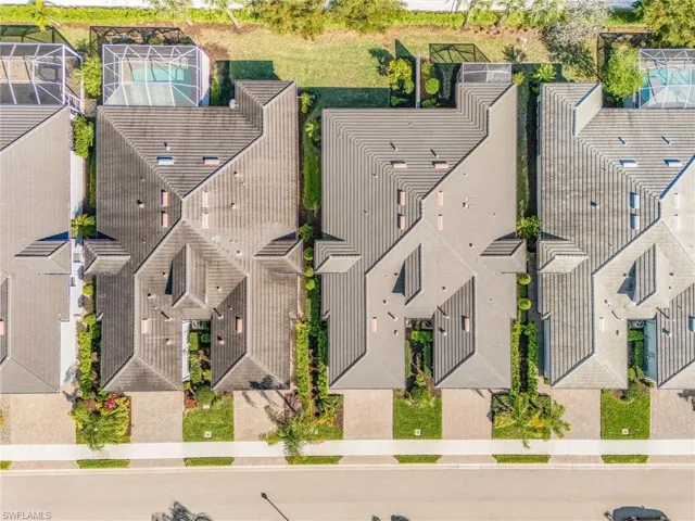Aerial perspective of suburban area