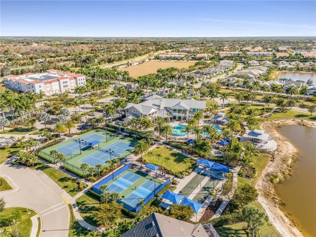 Drone / aerial view of a large body of water