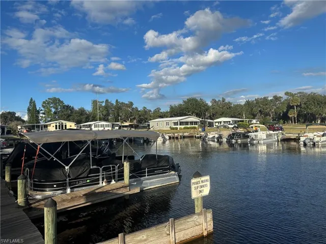 Dock with a water view and view of scattered trees