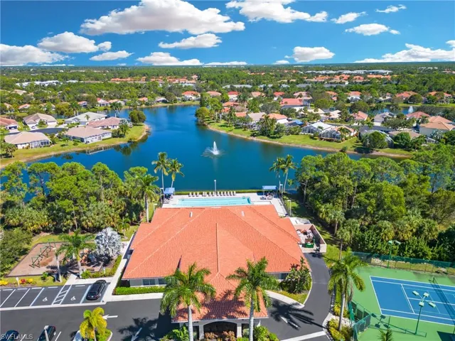 Aerial view of a nearby body of water