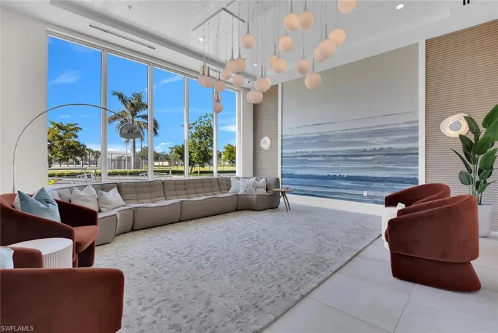 View of tiled living room