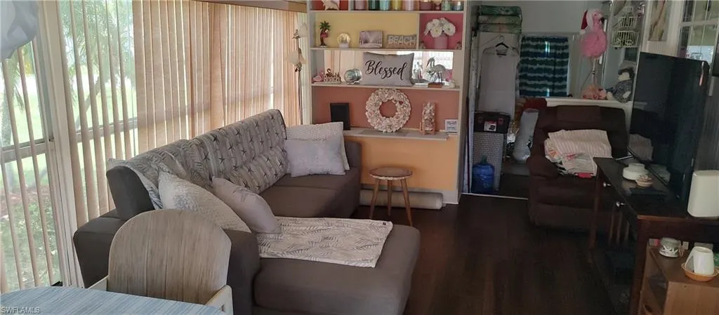 Living room with wood finished floors