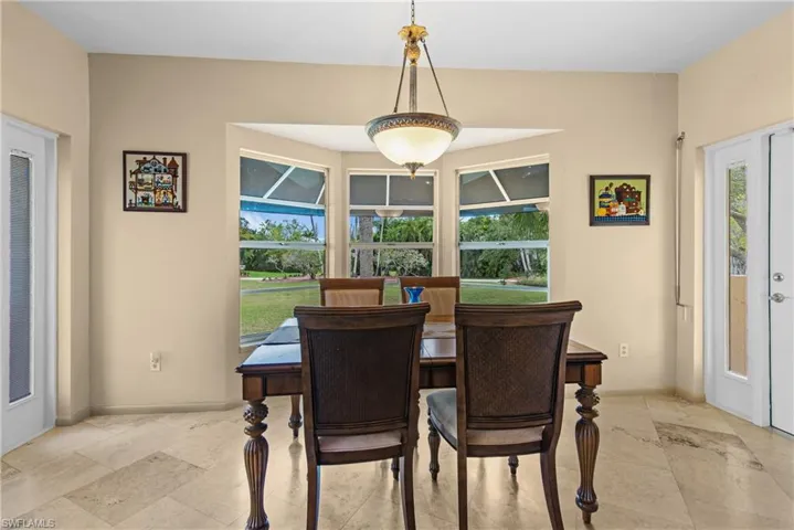 View of tiled dining room