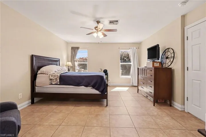 The master bedroom is quite large at 17' x 13'