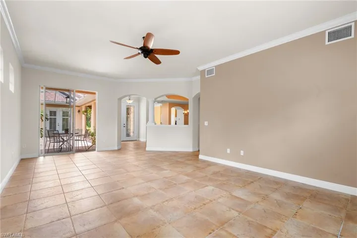 Living Room looking outward to courtyard.
