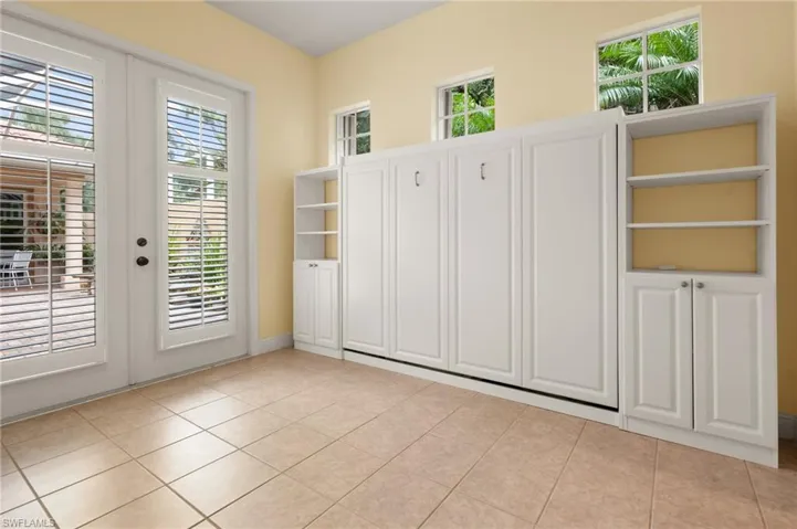 Cabana suite looking to courtyard through French Doors.