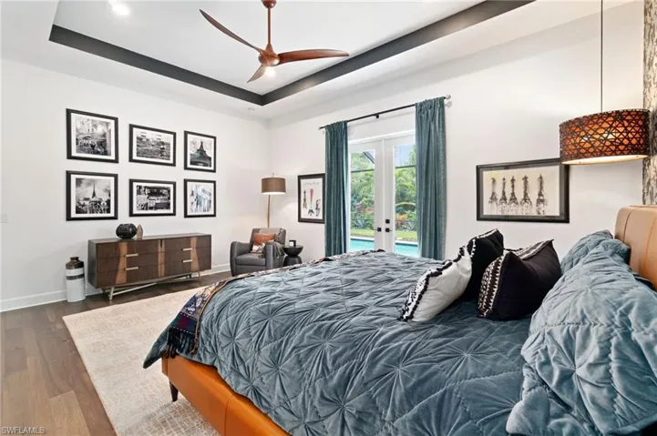 Ugraded fans and hanging light fixtures in master bedroom