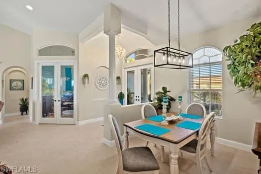 Dining area with french doors