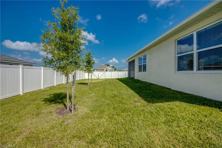 View of fenced-in backyard