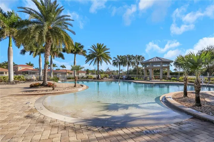 Community pool featuring a gazebo and a patio area