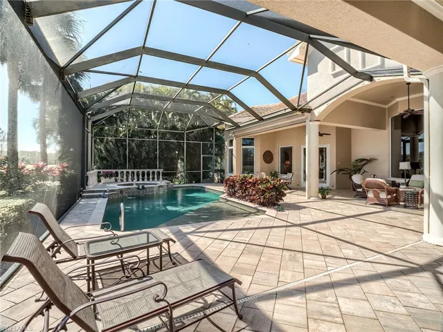 View of gas heated pool and spa