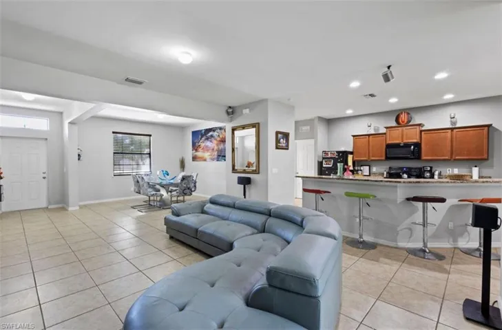 View of tiled living room