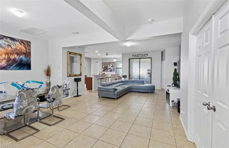 View of tiled living room