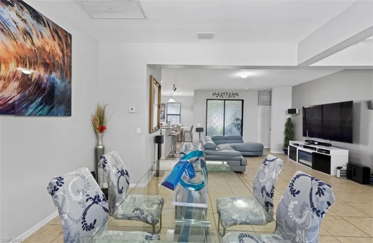View of tiled dining space