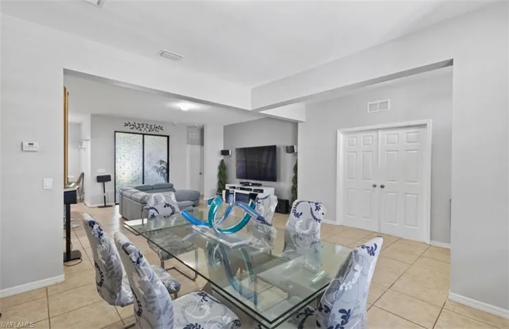 View of tiled dining space