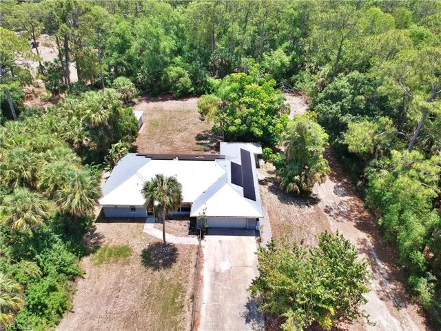View of subject property with a forest