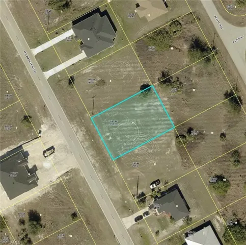 Aerial overview of property's location with property boundaries highlighted