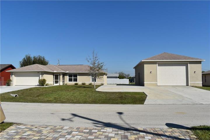 Front of home and detached garage