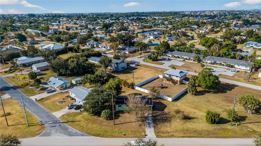 Aerial perspective of suburban area