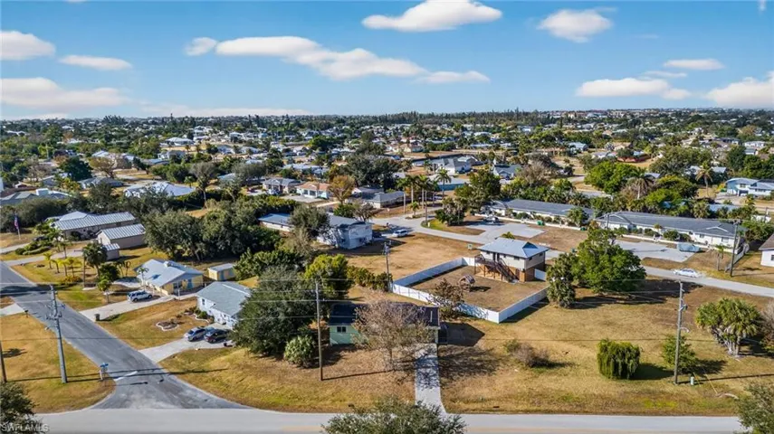 Aerial perspective of suburban area