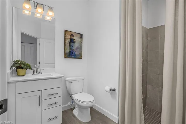 Guest ensuite bath. (Photo from nearby staged home)